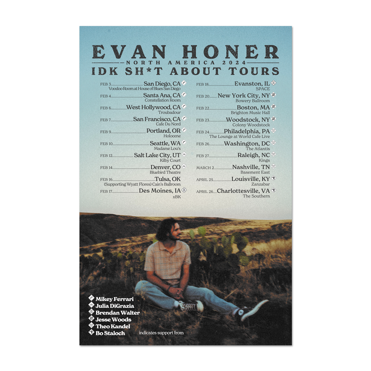 Evan Honer "2024 Tour" Poster